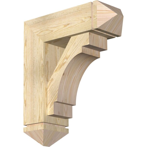 Ekena Millwork Merced Arts and Crafts Rough Sawn Bracket w/ Offset Brace, Douglas Fir, 8"W x 24"D x 28"H BKT0806X24X28MRC03RDF - main